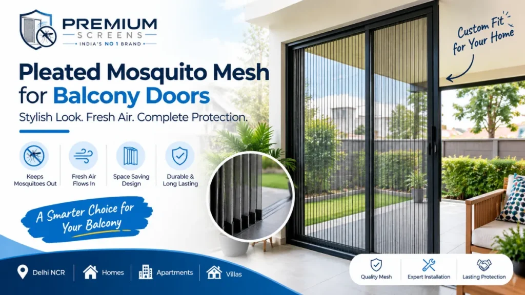pleated mosquito mesh for balcony door
