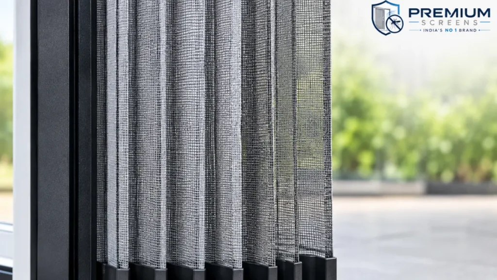 close up of pleated mosquito mesh